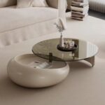 Gaoliang Coffee Table Round Glass Rotating OEM/ODM (KF10)