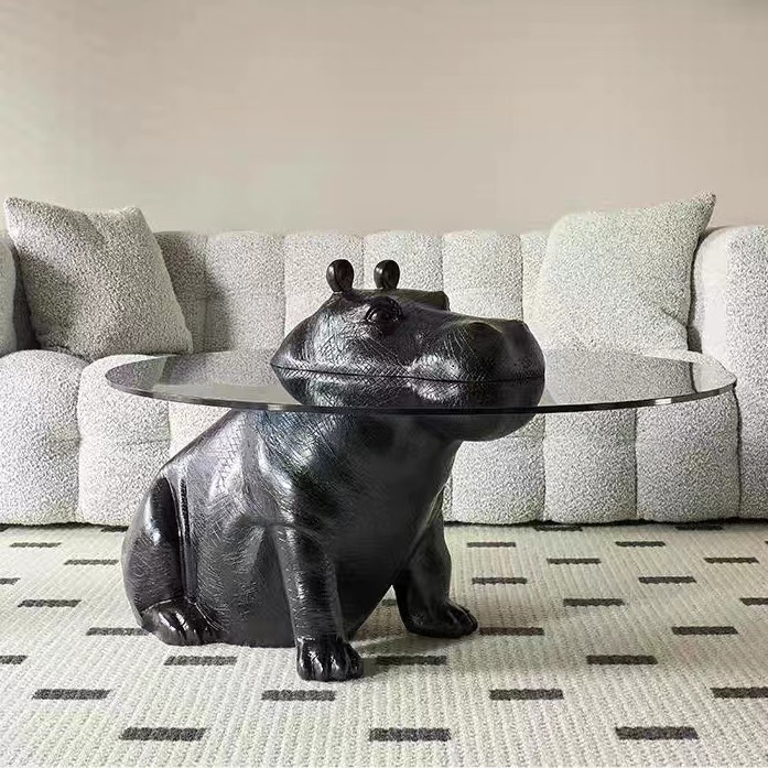 Gaoliang Animal Coffee Table Hippo Glass for Living Room OEM/ODM（KF172)