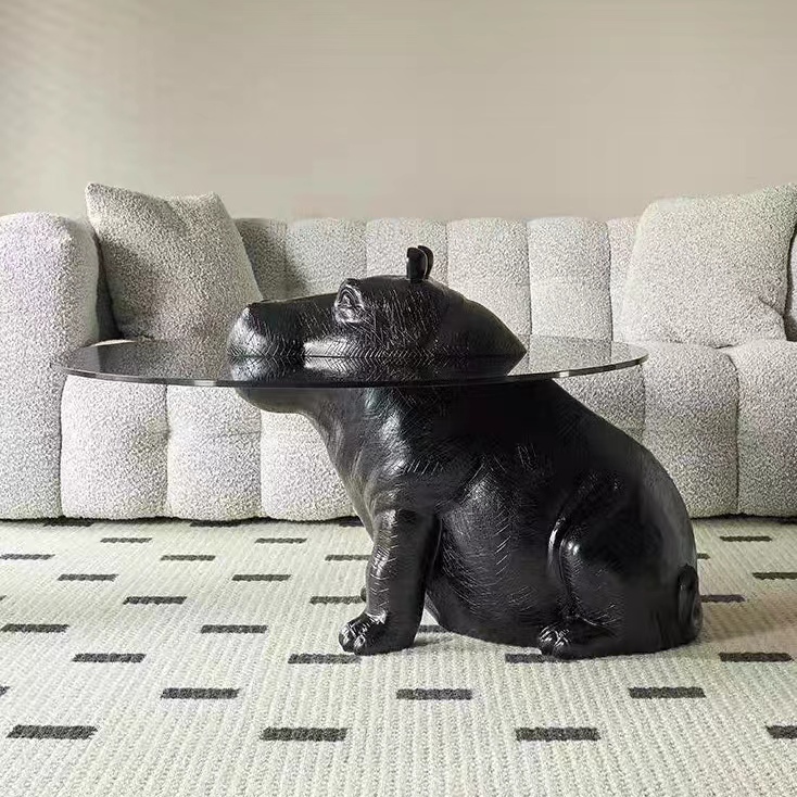 Gaoliang Animal Coffee Table Hippo Glass for Living Room OEM/ODM（KF172)