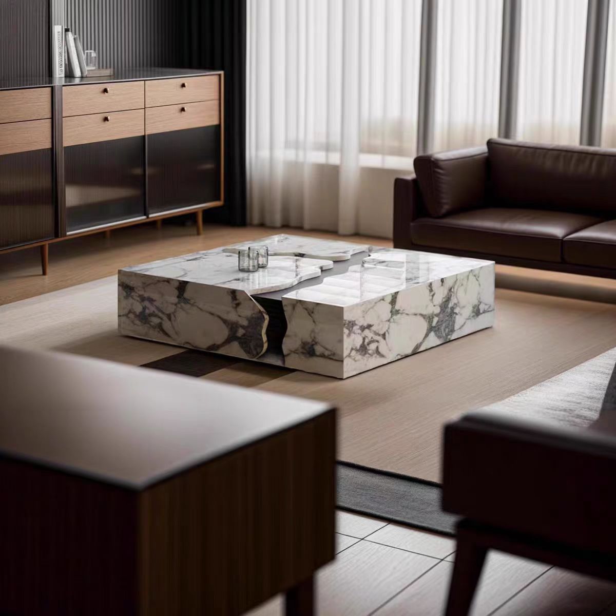Gaoliang Coffee Table Stone Square OEM/ODM (KF31)