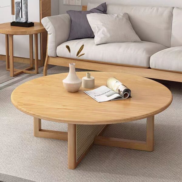 Gaoliang Coffee Table Round Rattan Wood OEM/ODM(KF196)