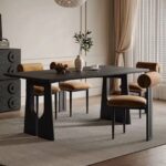 Gaoliang Dining Table Set Solid Wood Black OEM/ODM (CZ04)