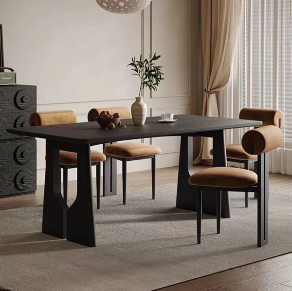 Gaoliang Dining Table Set Solid Wood Black OEM/ODM (CZ04)