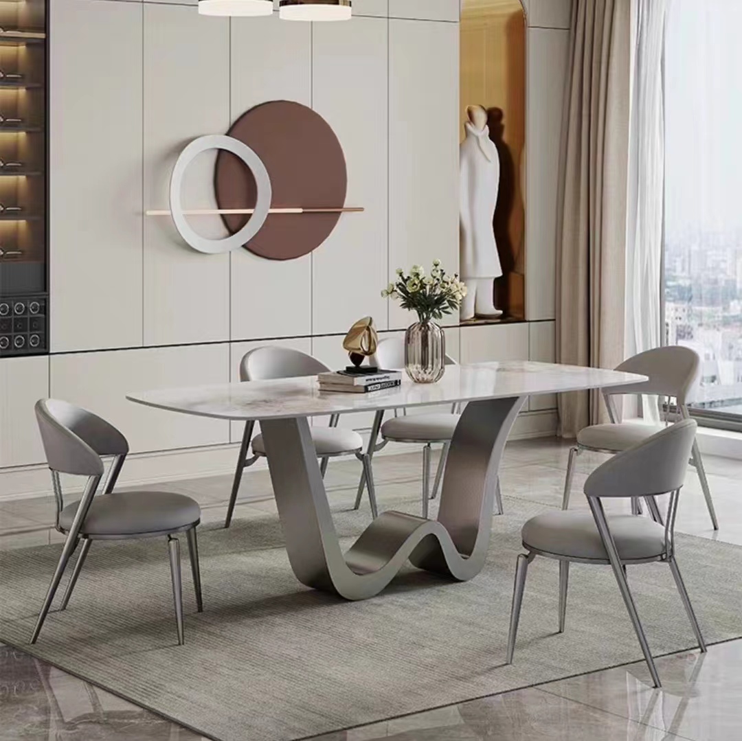 Gaoliang Dining Table Set for 4 Modern Metal Base OEM/ODM(CZ109)