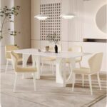 Gaoliang Dining Table Rectangle Cream White OEM/ODM(CZ126)