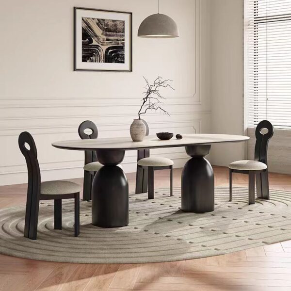 Gaoliang Dining Table Stone Top With Wood Legs OEM/ODM (CZ31)