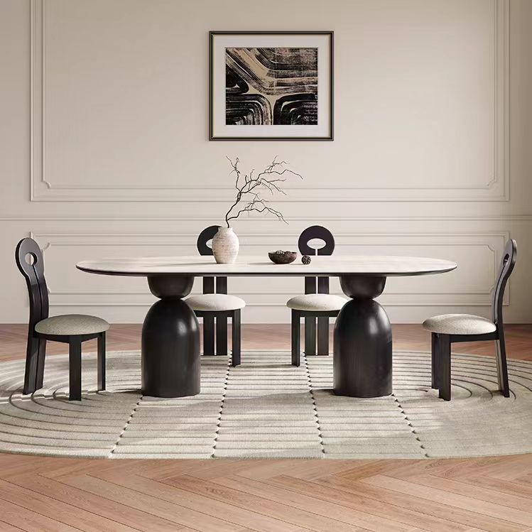 Gaoliang Dining Table Stone Top With Wood Legs OEM/ODM (CZ31)