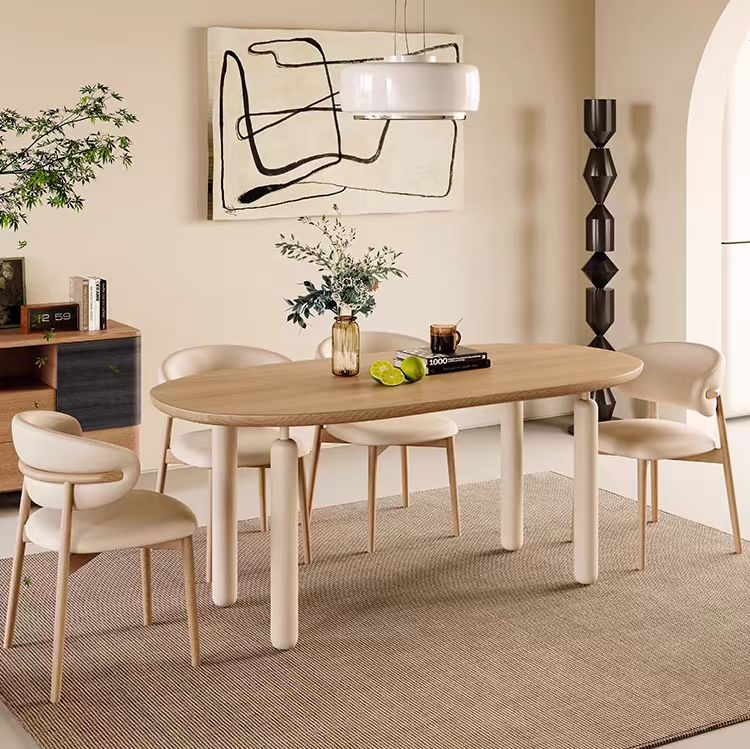 Gaoliang Dining Table And Chair Set Oval Ash Wood OEM/ODM(CZ80)