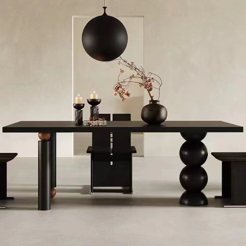 Dining Table French Accent Wooden Black OEM/ODM(CZ01)