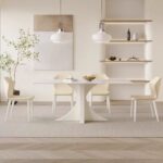 Dining Table French Cream Pure White Stone OEM/ODM(CZ127)