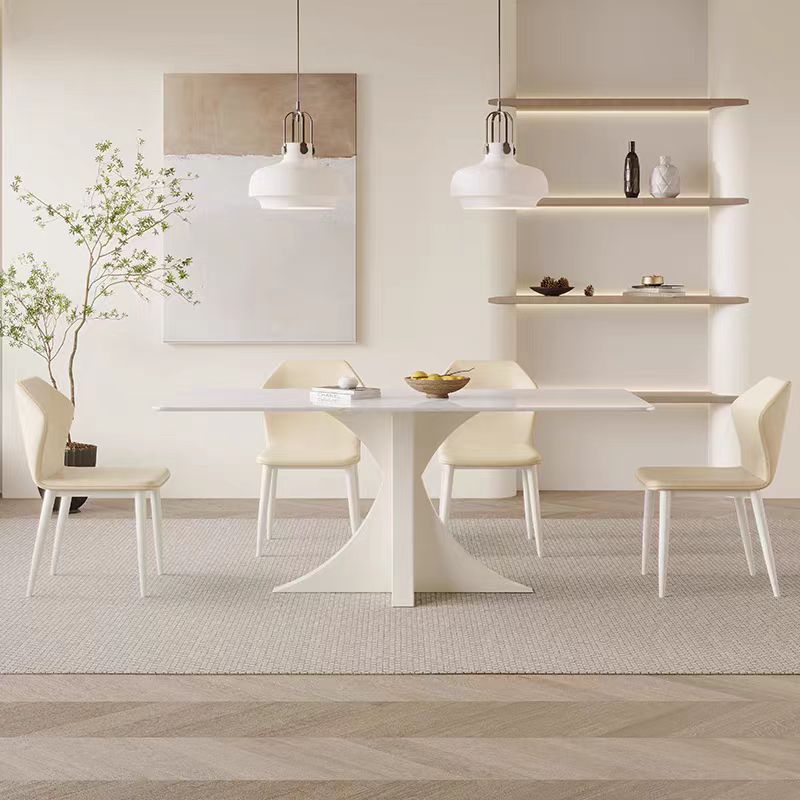 Dining Table French Cream Pure White Stone OEM/ODM(CZ127)