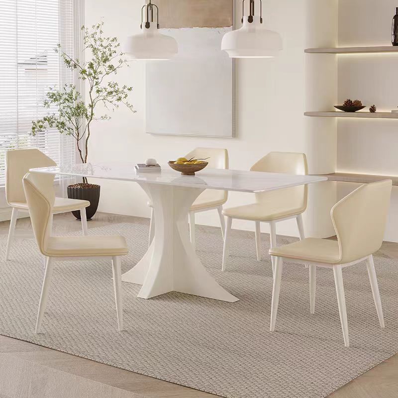 Dining Table French Cream Pure White Stone OEM/ODM(CZ127)