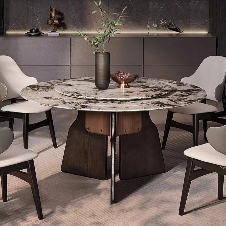 Dining Table Luxury Rotating Marble Round OEM/ODM(CZ162)