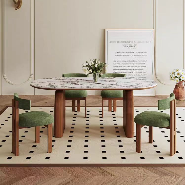 Dining Table Set Mable Top Wooden Legs OEM/ODM(CZ44)