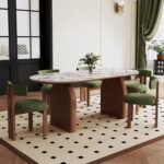 Dining Table Set Mable Top Wooden Legs OEM/ODM(CZ44)