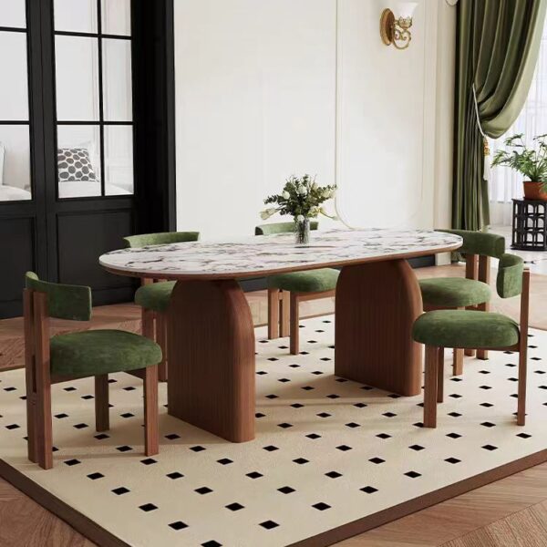 Dining Table Set Mable Top Wooden Legs OEM/ODM(CZ44)