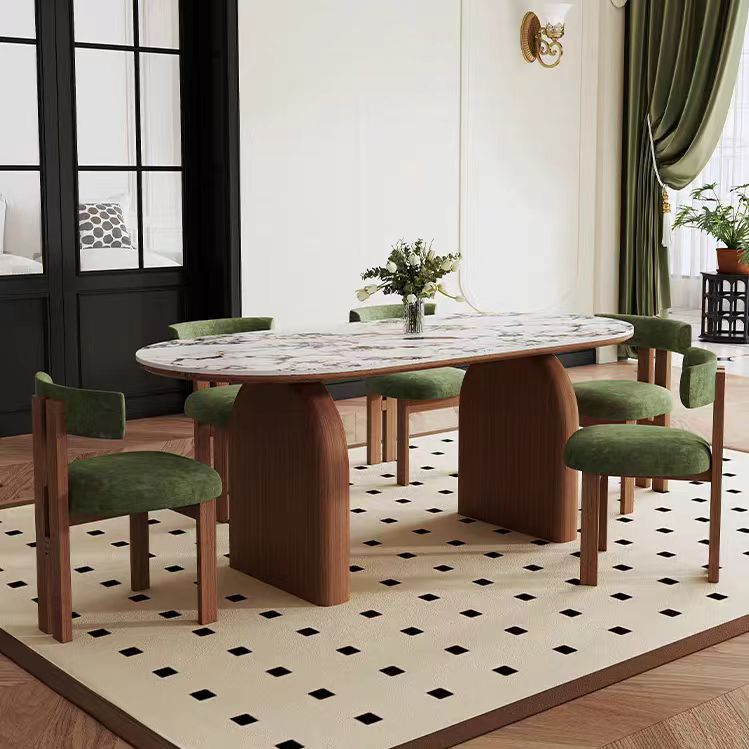 Dining Table Set Mable Top Wooden Legs OEM/ODM(CZ44)