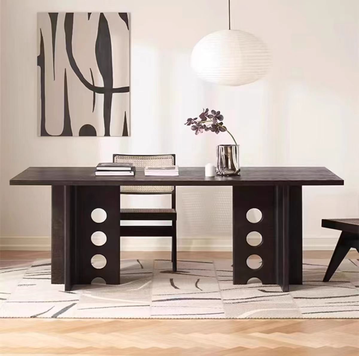 Dining Table Set Black Solid Wood Square OEM/ODM(CZ52)