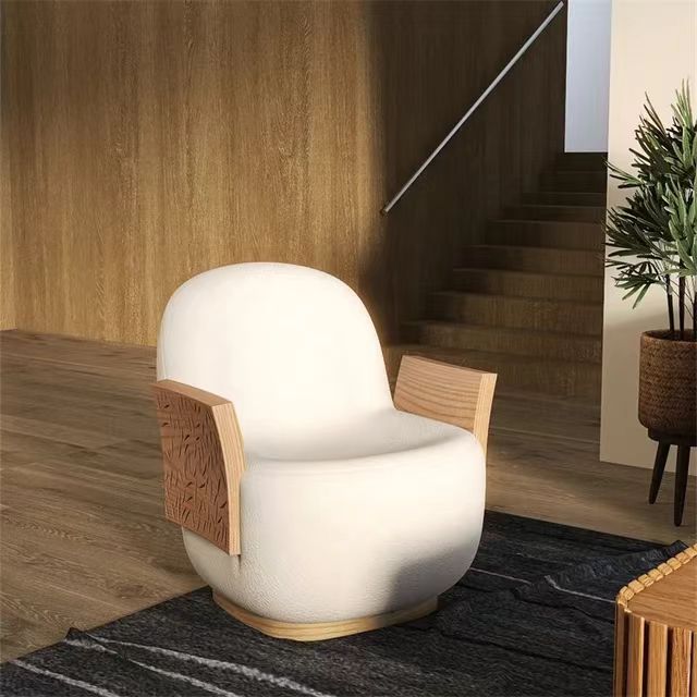 Gaoliang Accent Chair Solid Wood Fabric Nordic White OEM/ODM (DY02)
