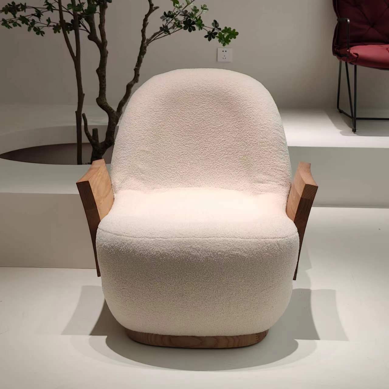 Gaoliang Accent Chair Solid Wood Fabric Nordic White OEM/ODM (DY02)