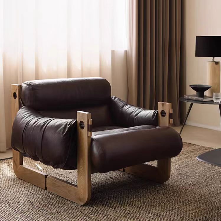 Gaoliang Accent Chair Nordic Leather Wooden Frame OEM/ODM (DY18)
