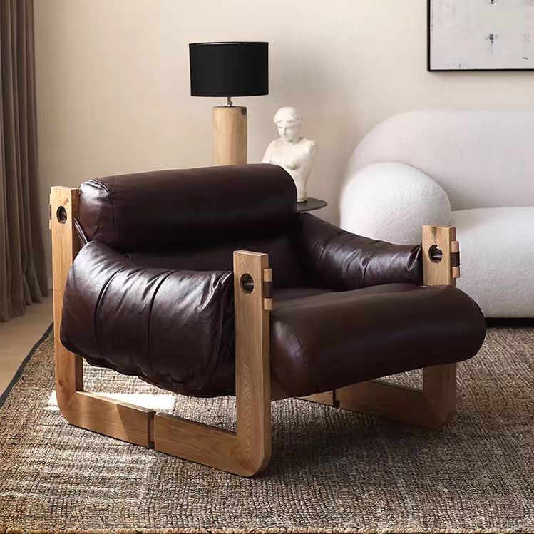 Gaoliang Accent Chair Nordic Leather Wooden Frame OEM/ODM (DY18)