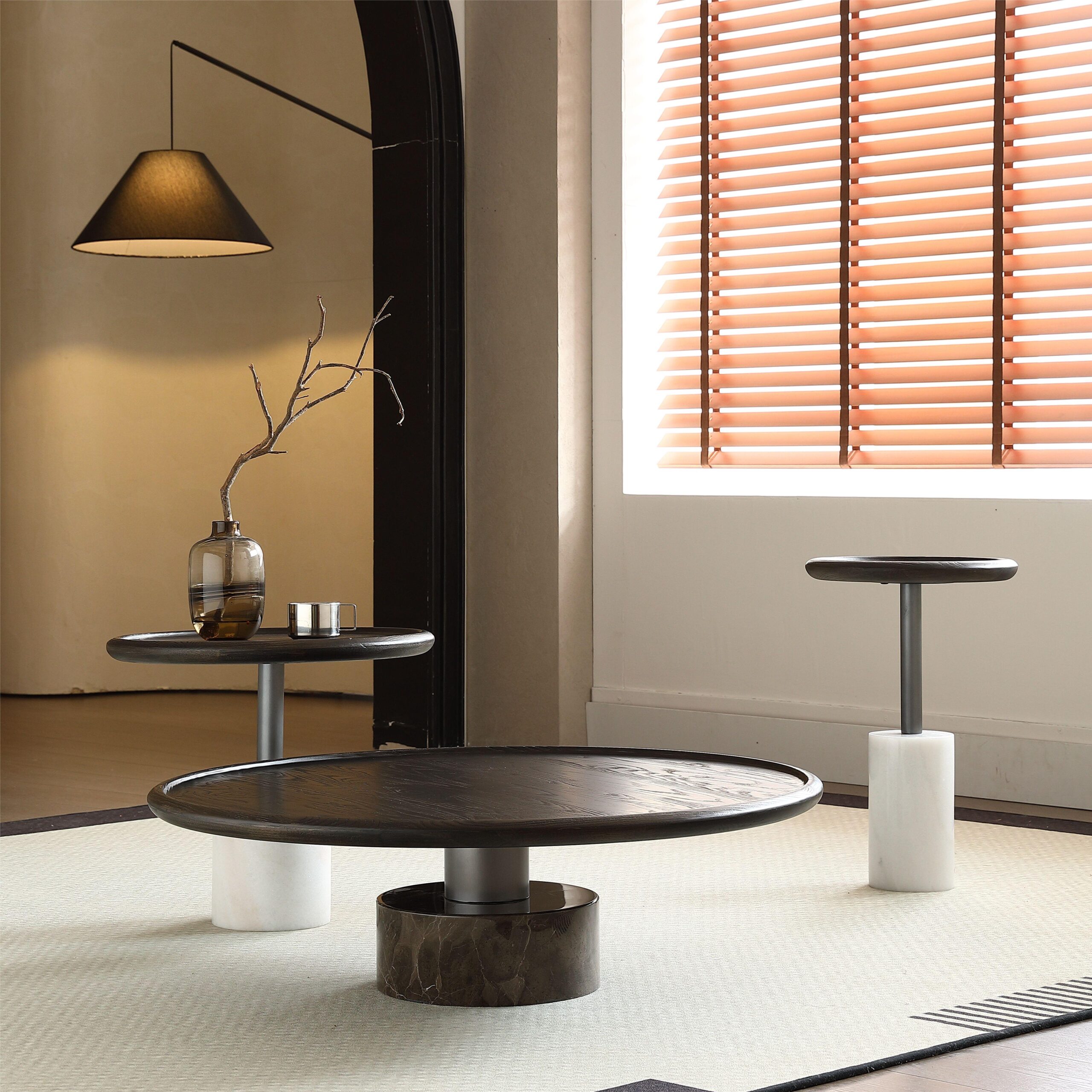 Gaoliang Coffee Table Set Wooden Round OEM/ODM(KF49)