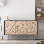 Gaoliang Sideboard Storage Cabinet Oak & Black Buffet OEM/ODM(GZ05)