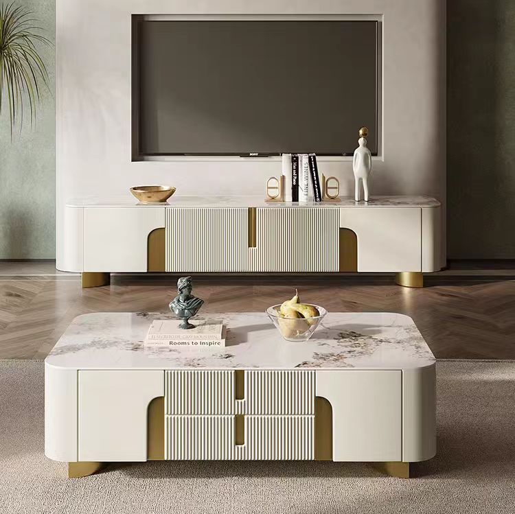 Gaoliang Coffee Table Luxury Rectangle Marble Top With Storage OEM/ODM (KF139)