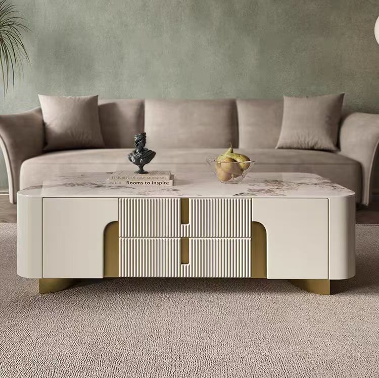Gaoliang Coffee Table Luxury Rectangle Marble Top With Storage OEM/ODM (KF139)