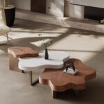 Gaoliang Coffee Table Set Stone and Wood (KF15)