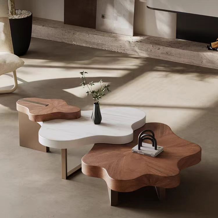 Gaoliang Coffee Table Set Stone and Wood (KF15)