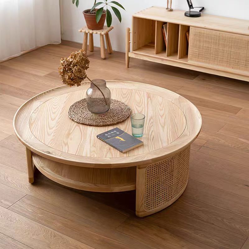 Gaoliang Coffee Table Wooden Rattan OEM/ODM (KF153)