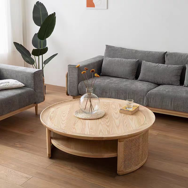 Gaoliang Coffee Table Wooden Rattan OEM/ODM (KF153)