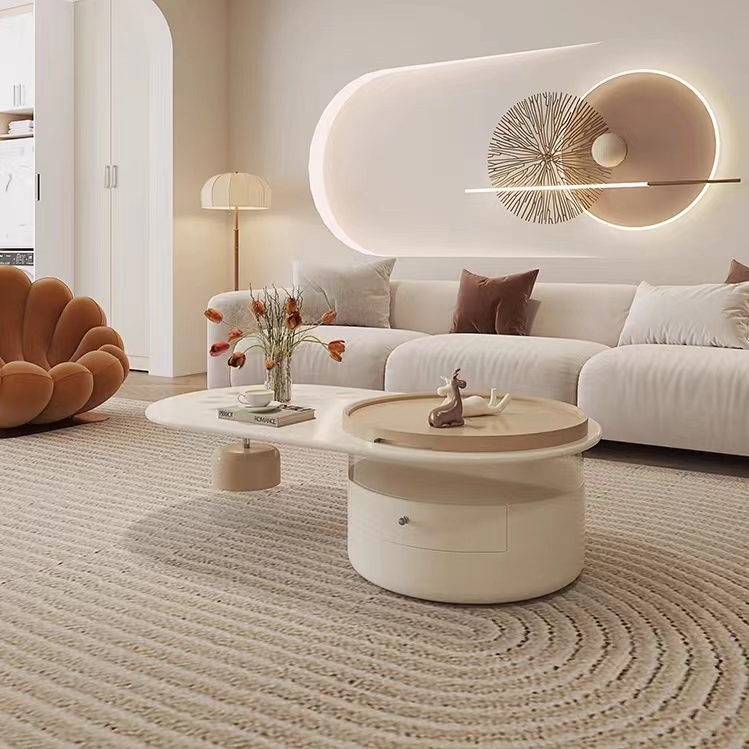 Gaoliang Coffee Table Wooden Oval With Storage OEM/ODM (KF156)