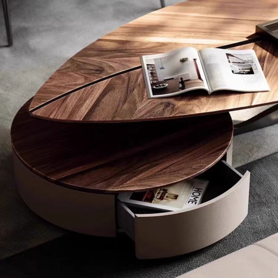 Gaoliang Coffee Table Leaf Shape Wooden With Storage (KF16)