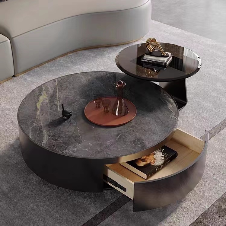 Gaoliang Coffee Table Set Nesting Stone and Glass (KF165)