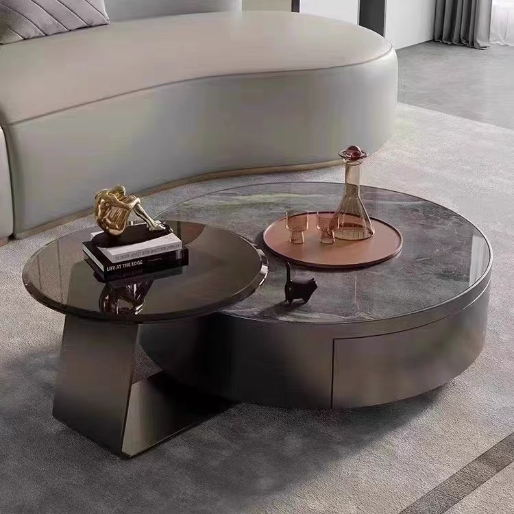 Gaoliang Coffee Table Set Nesting Stone and Glass (KF165)