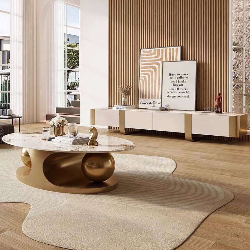 Gaoliang Coffee Table Luxury Oval Marble Stone (KF174)