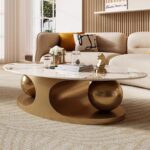 Gaoliang Coffee Table Luxury Oval Marble Stone (KF174)