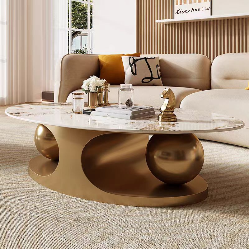 Gaoliang Coffee Table Luxury Oval Marble Stone (KF174)