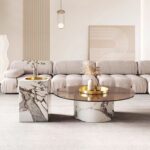 Gaoliang Marble Base Glass Top Coffee Table Luxury OEM/ODM(KF177)