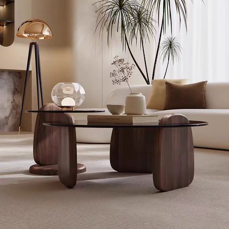 Gaoliang Coffee Table Marcio Display Nesting Round Glass OEM/ODM(KF183)