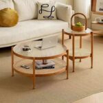 Gaoliang Coffee Table Round Wooden Glass OEM/ODM(KF195)