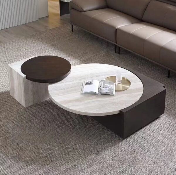 Gaoliang Coffee Table Wooden Stone Round OEM/ODM (KF21)