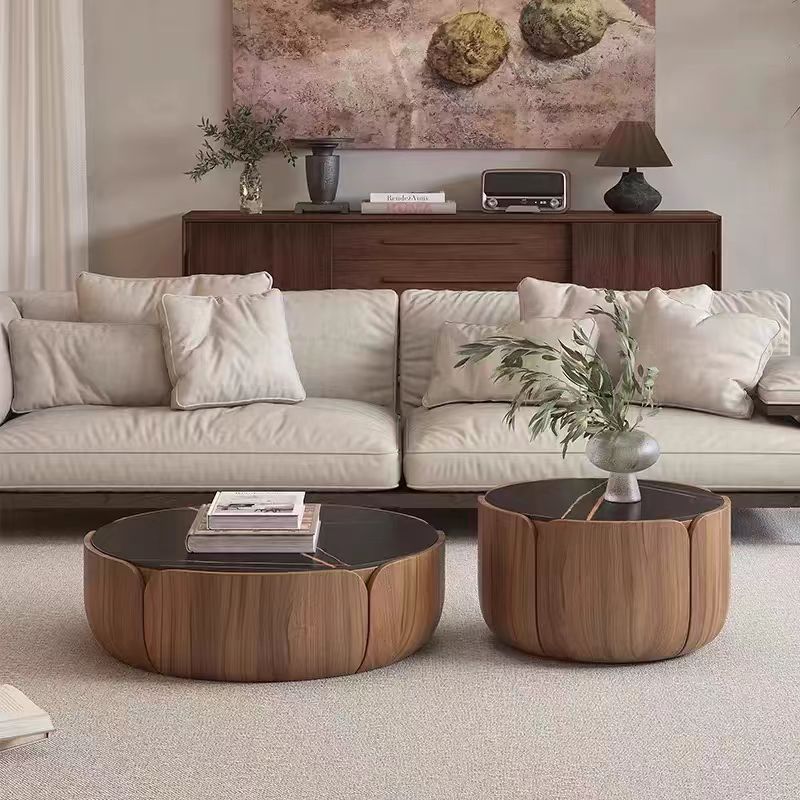 Gaoliang coffee table round wooden storage (KF231)