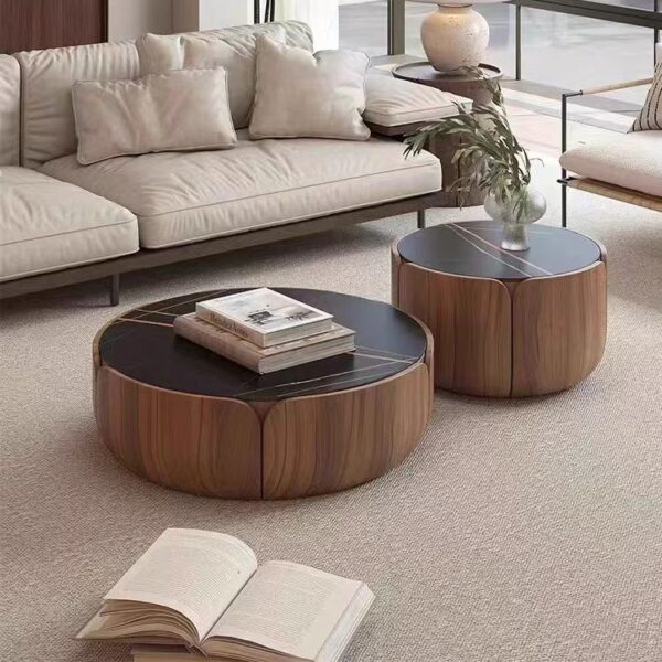 Gaoliang coffee table round wooden storage (KF231)
