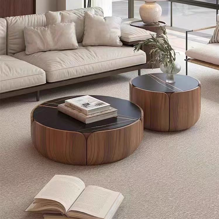 Gaoliang coffee table round wooden storage (KF231)