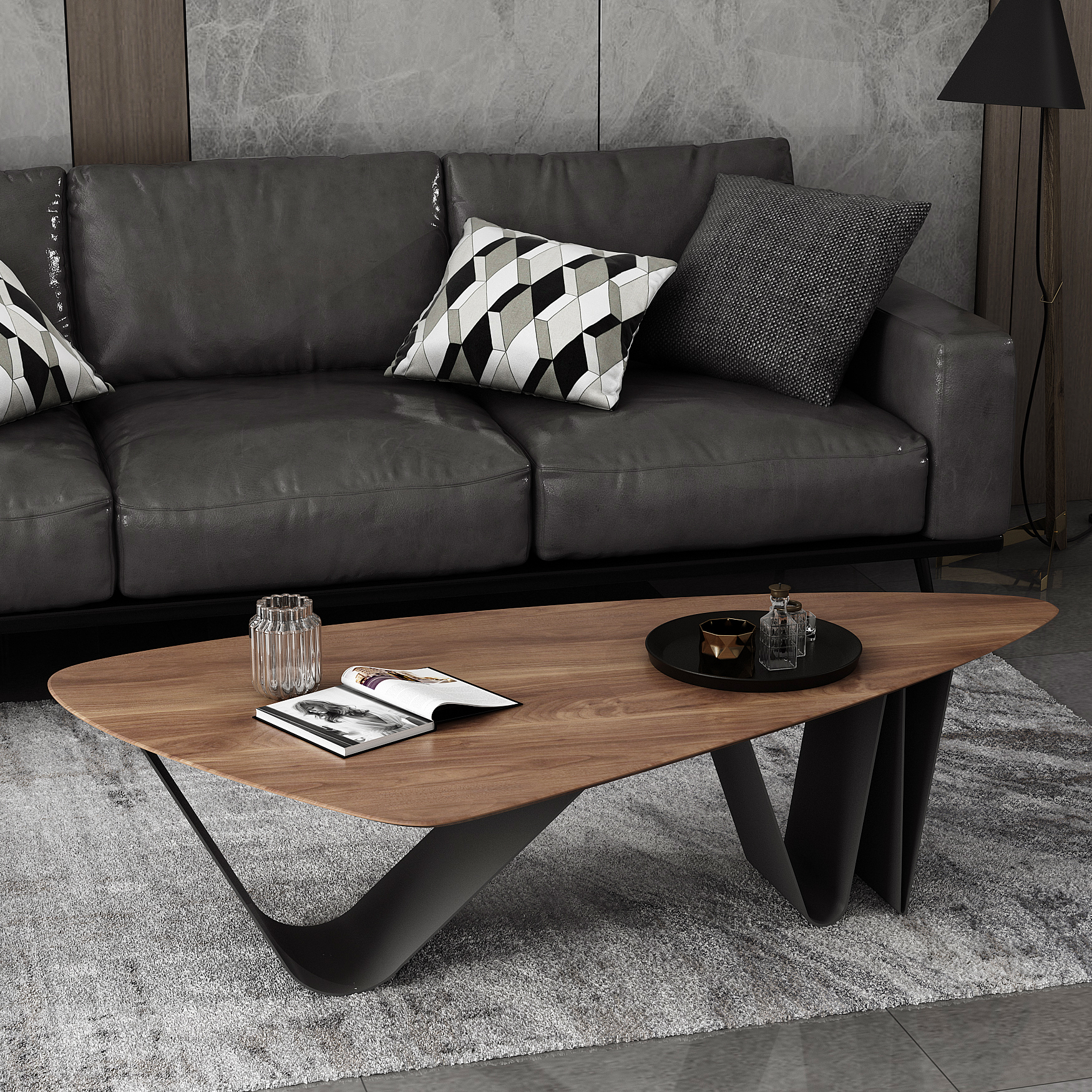 Gaoliang Coffee Table Nordic Walnut Wooden (KF243)