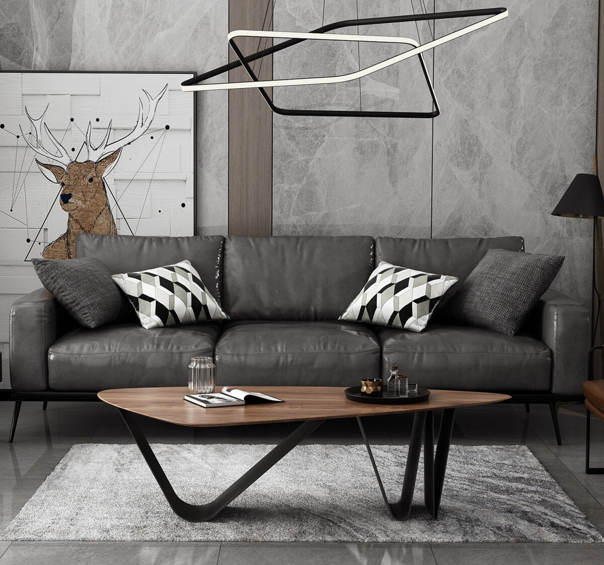 Gaoliang Coffee Table Nordic Walnut Wooden (KF243)